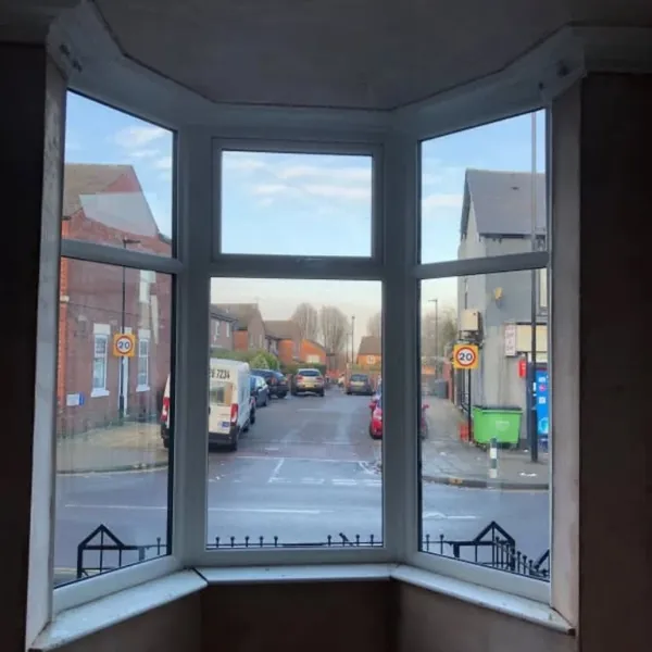 A new bay window seen from inside the room