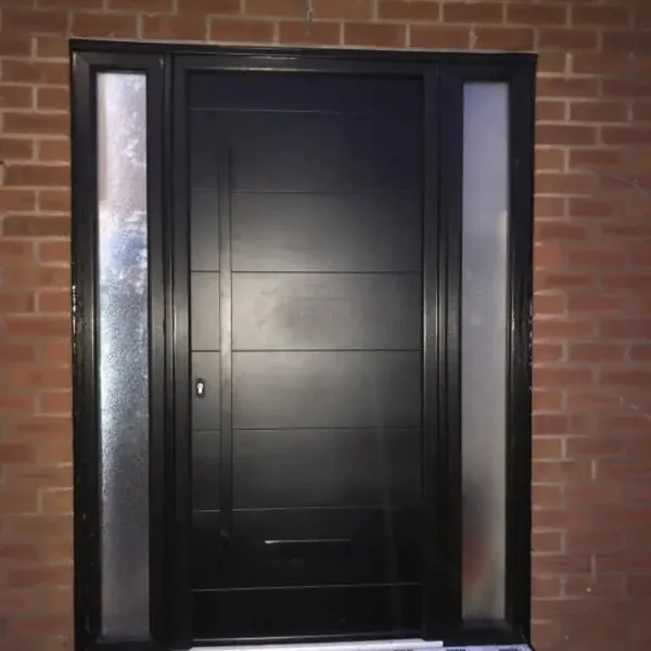 Black composite door with side panels