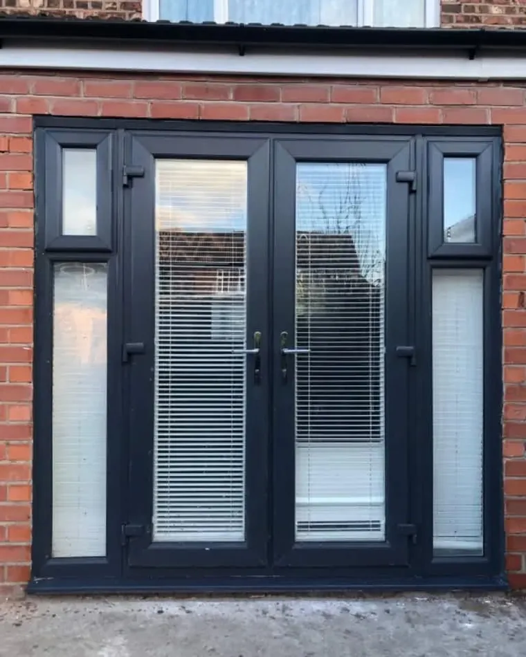 Anthracite uPVC French doors with side panels